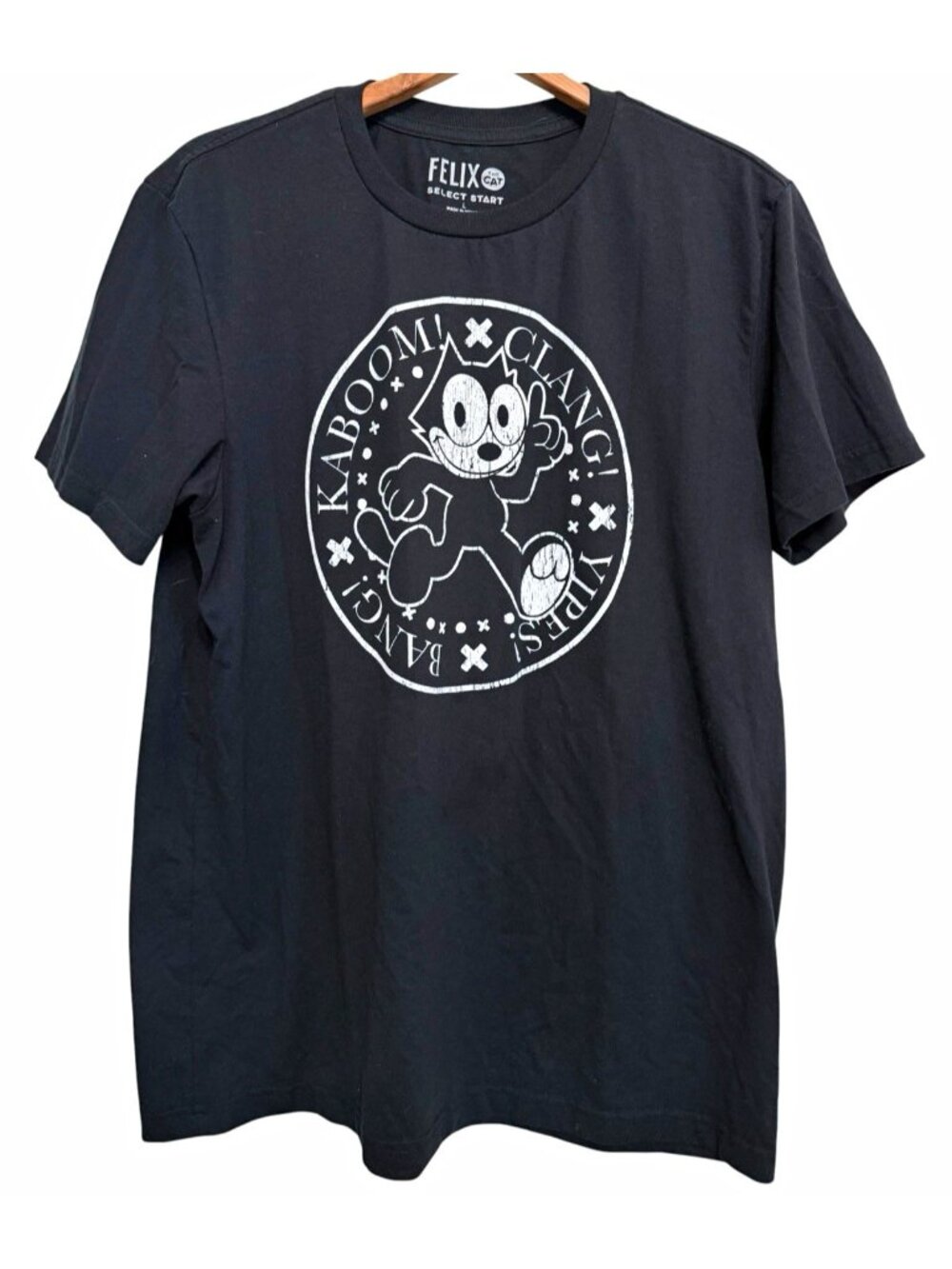 Felix the Cat Magic Big World Tour Double-Sided Graphic T-Shirt Black Size L